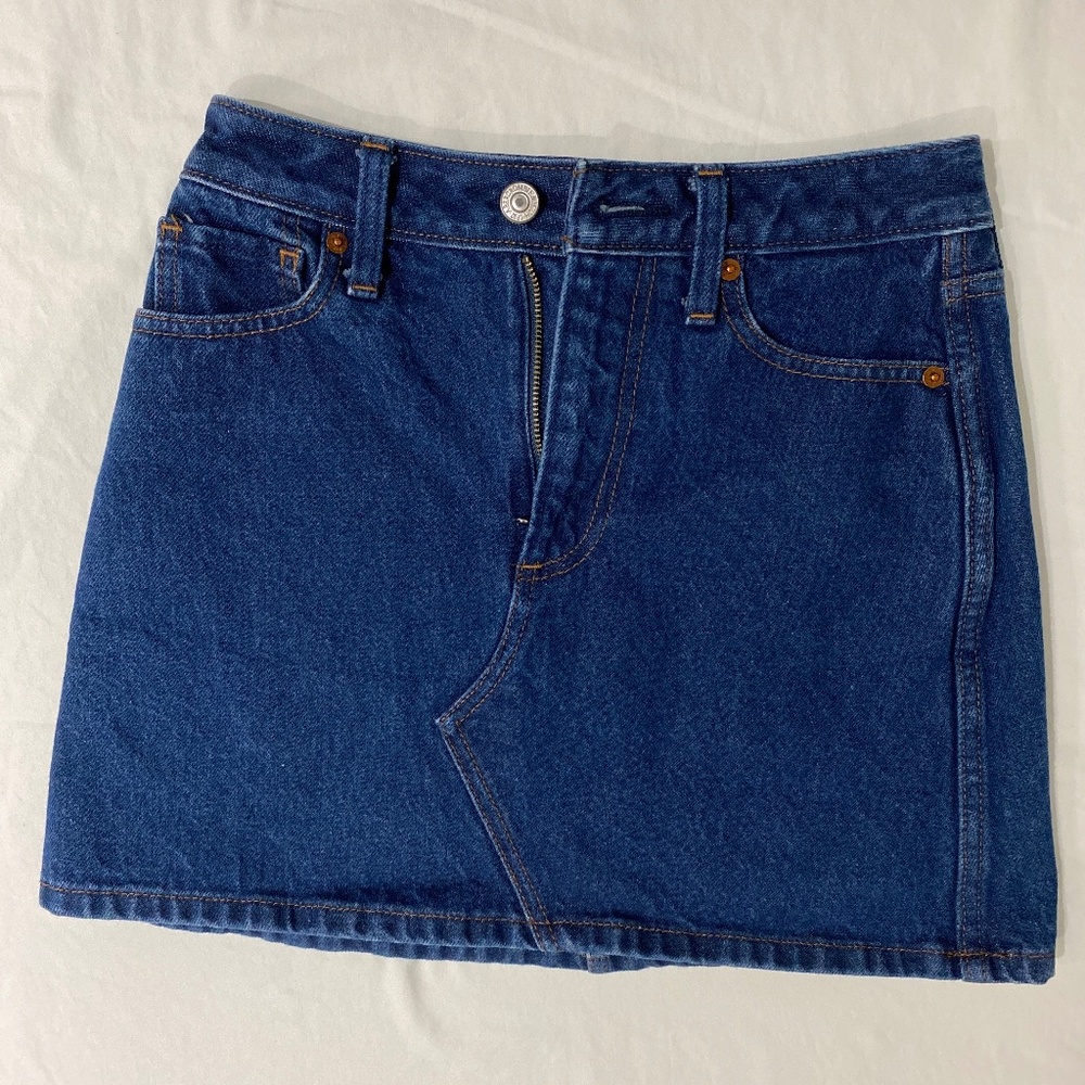 Abercrombie & Fitch Zoe Natural Rise Vintage A-Line Jean Skirt Denim
